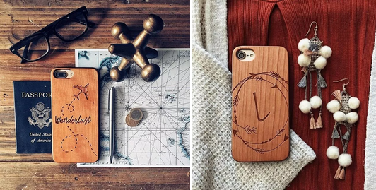 激光打標(biāo)木質(zhì)手機殼，定制專屬您個性